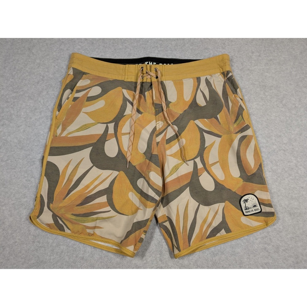 Howler Bros Men Shorts‎ 38x8 Monstera Bruja Board Shorts Swim Tropical Unlined